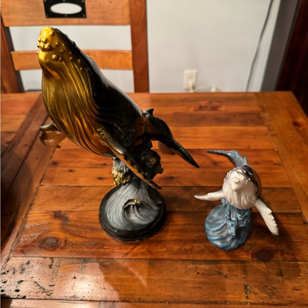 Gold and Blue Sea Creature Figurines